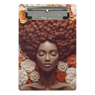 Black queen melanin sista flower curly afro women mini clipboard