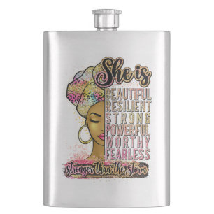 Black Queen Melanin Woman Brown Skin Sista Magic Hip Flask