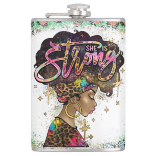 Black Queen Melanin Woman Brown Skin Sista Magic Hip Flask