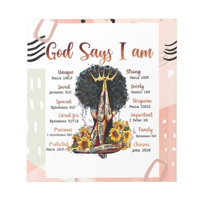 Black Queen Melanin Woman Brown Skin Sista Magic Notepad (Front)