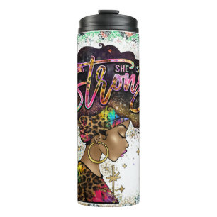 Black Queen Melanin Woman Brown Skin Sista Magic Thermal Tumbler