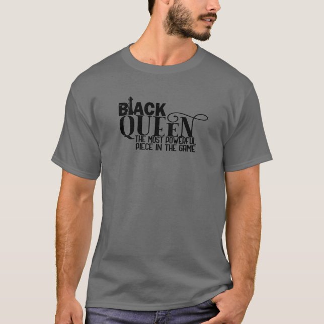 Black Queen Most Powerful Chess African American T-Shirt (Front)