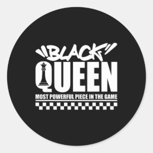 Black Queen Most Powerful Chess African American W Classic Round Sticker