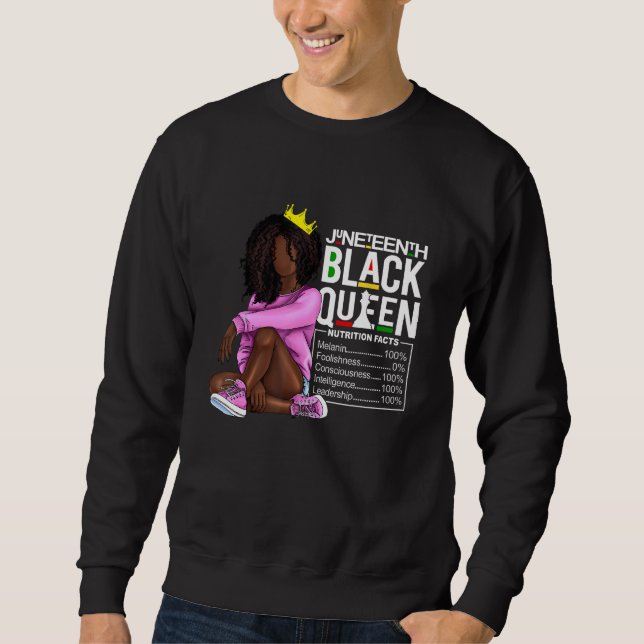 Black Queen Nutritional Facts African American Wom Sweatshirt (Front)