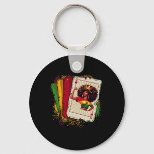 Black Queen Of Hearts Card Deck Game Proud Black H Key Ring