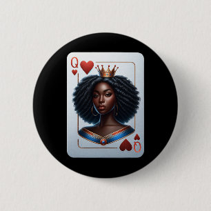 Black Queen Of Hearts Card Deck Game Proud Black W 6 Cm Round Badge