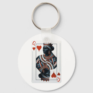 Black Queen Of Hearts Card Deck Game Proud Black W Key Ring