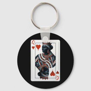 Black Queen Of Hearts Card Deck Game Proud Black W Key Ring