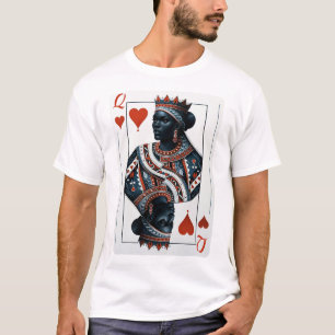 Black Queen Of Hearts Card Deck Game Proud Black W T-Shirt