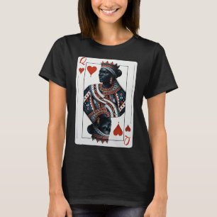 Black Queen Of Hearts Card Deck Game Proud Black W T-Shirt