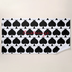 Black Queen of Spades Black Thunder_Cove Beach Towel