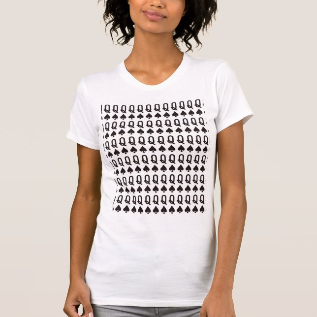 Black queen of spades pattern  T-Shirt (Front)