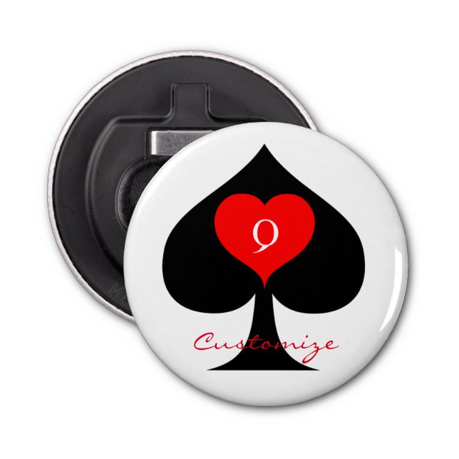 Black Queen of Spades Red Heart Thunder_Cove Bottle Opener (Front)