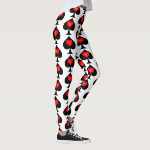Black Queen of Spades Red Heart Thunder_Cove Leggings