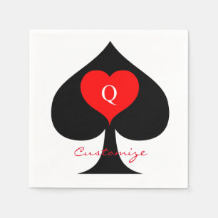 Black Queen of Spades Red Heart Thunder_Cove Napkin