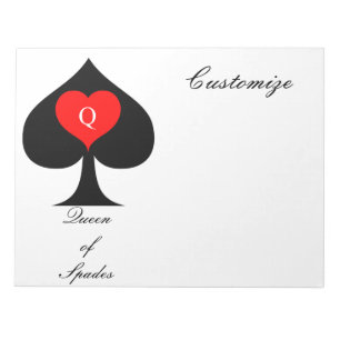 Black Queen of Spades Red Heart Thunder_Cove Notepad