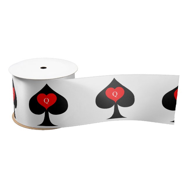 Black Queen of Spades Red Heart Thunder_Cove Satin Ribbon (Spool)