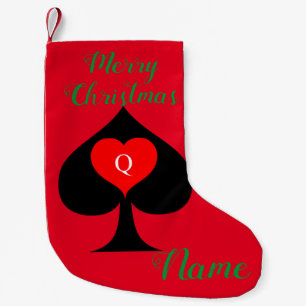 Black Queen of Spades Red Heart Thunder_Cove Small Christmas Stocking