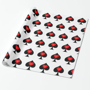 Black Queen of Spades Red Heart Thunder_Cove Wrapping Paper
