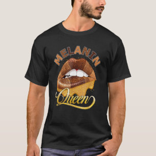 Black Queen Pan African Colors Biting Lips Melanin T-Shirt