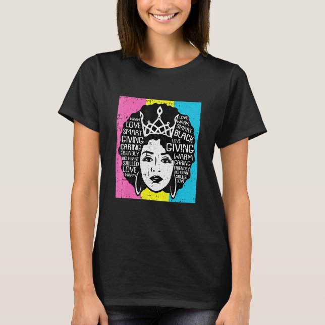 Black Queen Pansexual Pride Flag Afro Hair Lgbt Q  T-Shirt (Front)