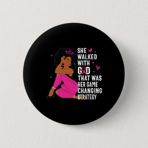 Black Queen Pink Ribbon Breast Cancer Awareness Mo 6 Cm Round Badge