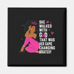 Black Queen Pink Ribbon Breast Cancer Awareness Mo Magnet