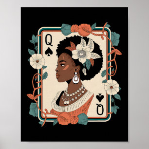 Black Queen Poker Card Black History Month African Poster