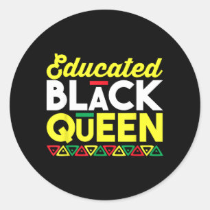 Black Queen Proud Melanin African Educated Pride Classic Round Sticker