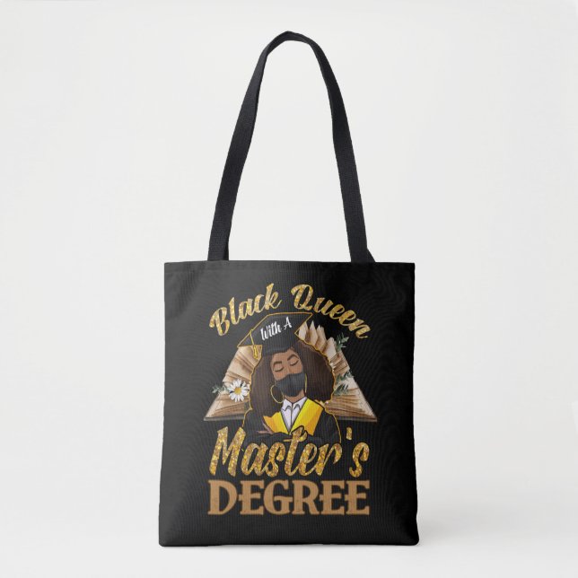 Black Queen With A Masters Degree Graduation Tote Bag (Front)