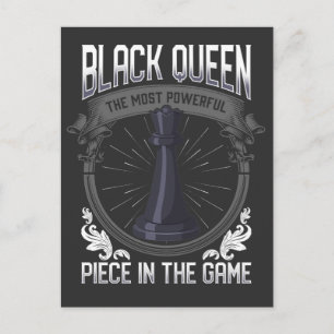 Black Queen Woman Powerful Girl Chess Piece Postcard