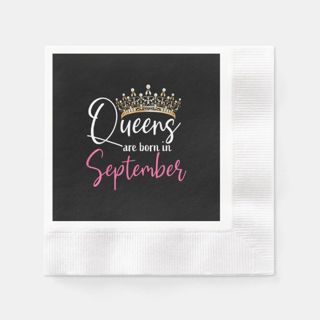 Black Queens are Born in September Women Birthday Napkin (Front)