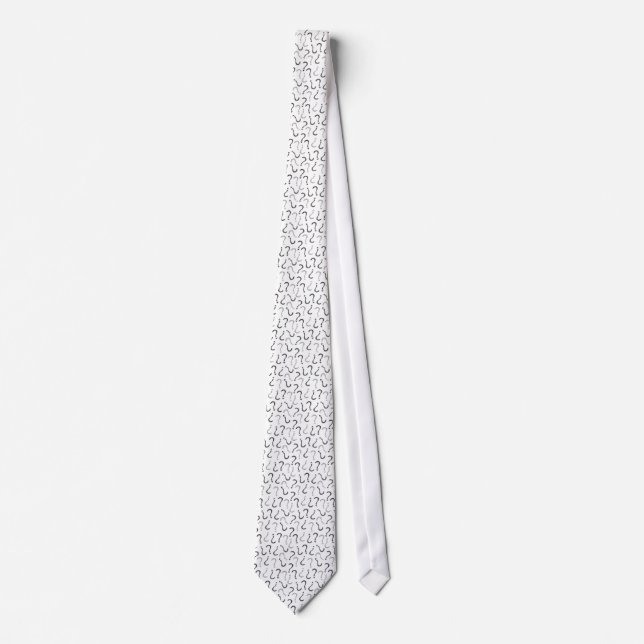 Black question mark seamless pattern tie (Front)