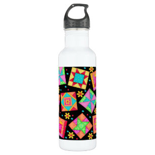 Black Quilt Block Art 710 Ml Water Bottle