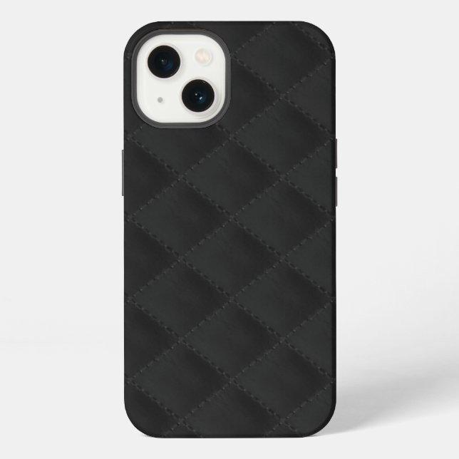 Black Quilted Leather iPhone Case (Back)