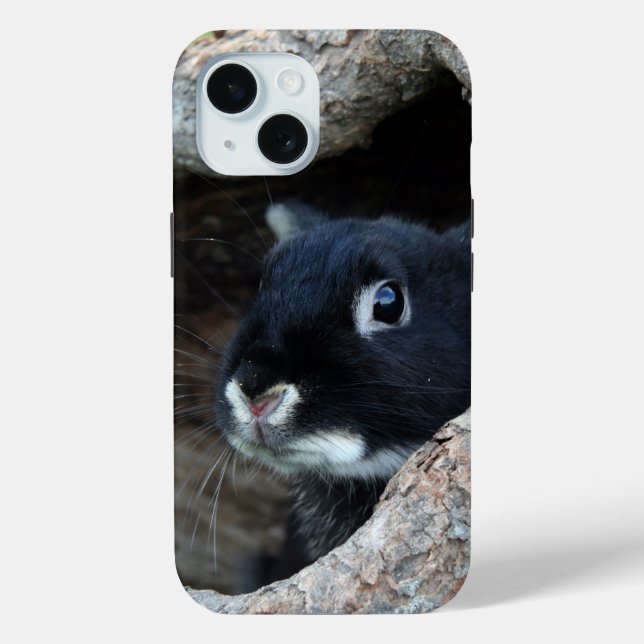 Black Rabbit in Hollow of a Tree Case-Mate iPhone Case (Back)