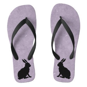 Black Rabbit Silhouette Easter Bunny Thongs