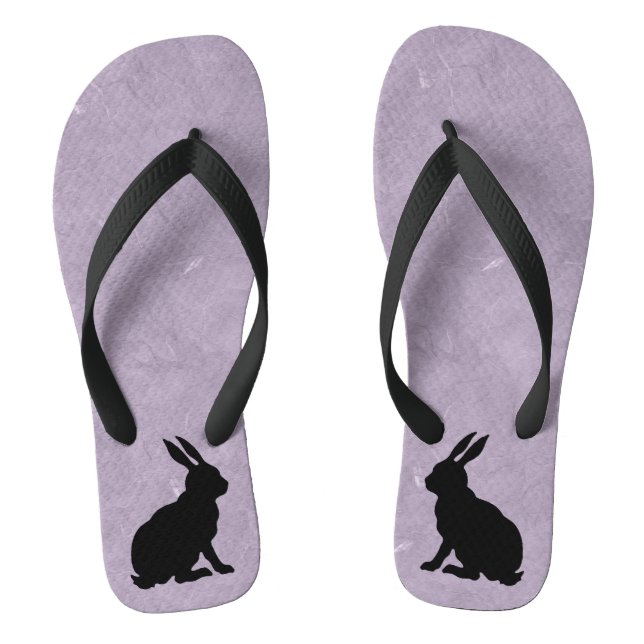 Black Rabbit Silhouette Easter Bunny Thongs (Footbed)