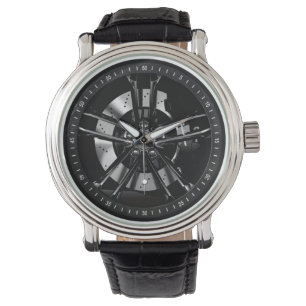 Black Racing Rim Car Wheels Watch
