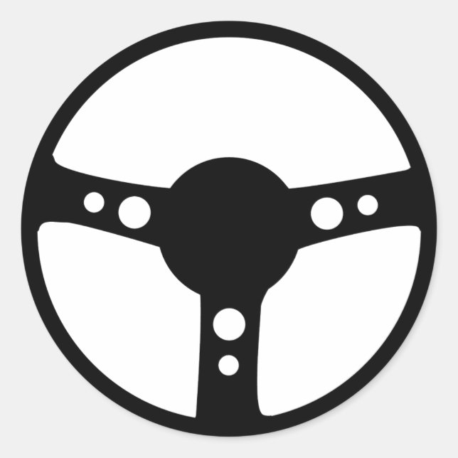 black racing steering wheel icon classic round sticker (Front)