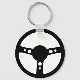 black racing steering wheel icon key ring