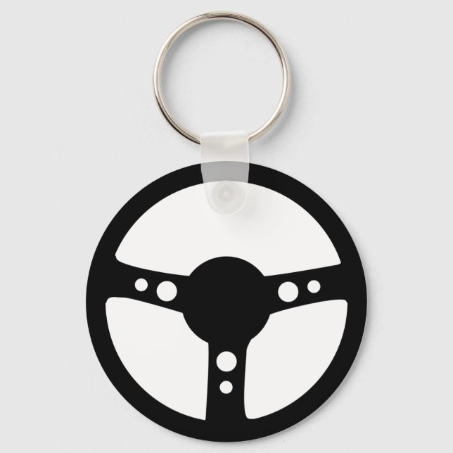 black racing steering wheel icon key ring (Front)