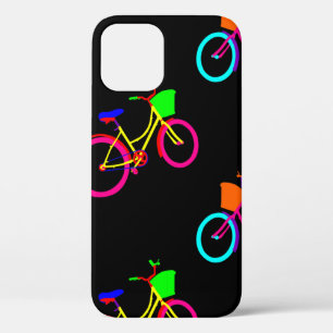 black rainbow bikes colourful bicycles iPhone 12 case