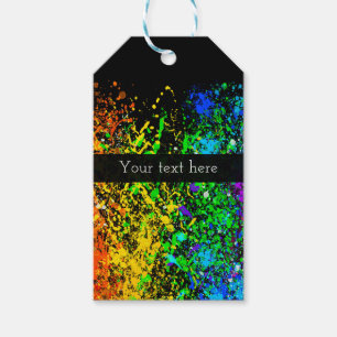 Black Rainbow Colour Paint Splatter Colourful Gift Tags