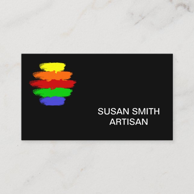 Black Rainbow Colour Palette Business Card (Front)