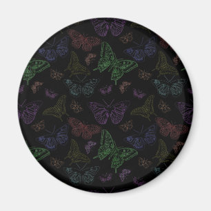 Black & Rainbow Coloured Butterflies Flying Magnet