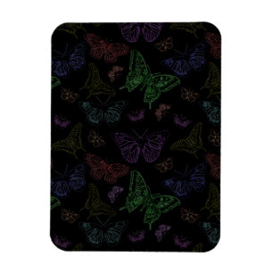 Black & Rainbow Coloured Butterflies Flying Magnet