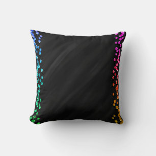 Black Rainbow Confetti Dots Cushion