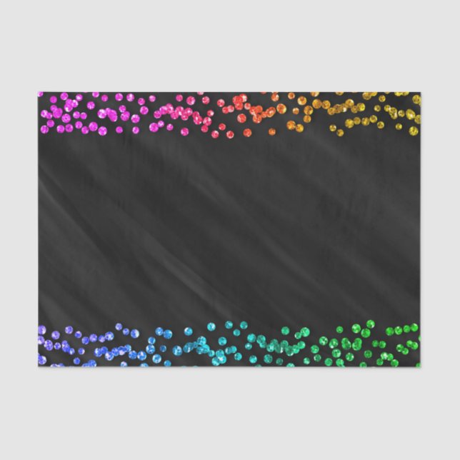 Black Rainbow Confetti Dots Fun Party Tissue Paper (Front)