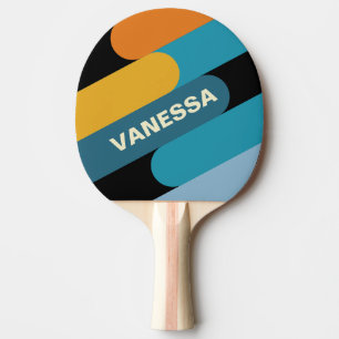 Black Rainbow Fusion with Name Ping Pong Paddle